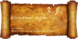 Kirschner Jolán névjegykártya